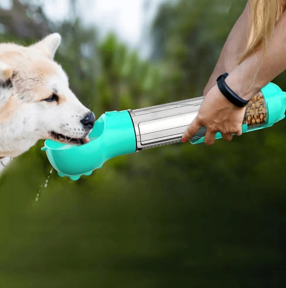 Botella Portátil 3 en 1 para Perros con Dispensador de Agua y Comida