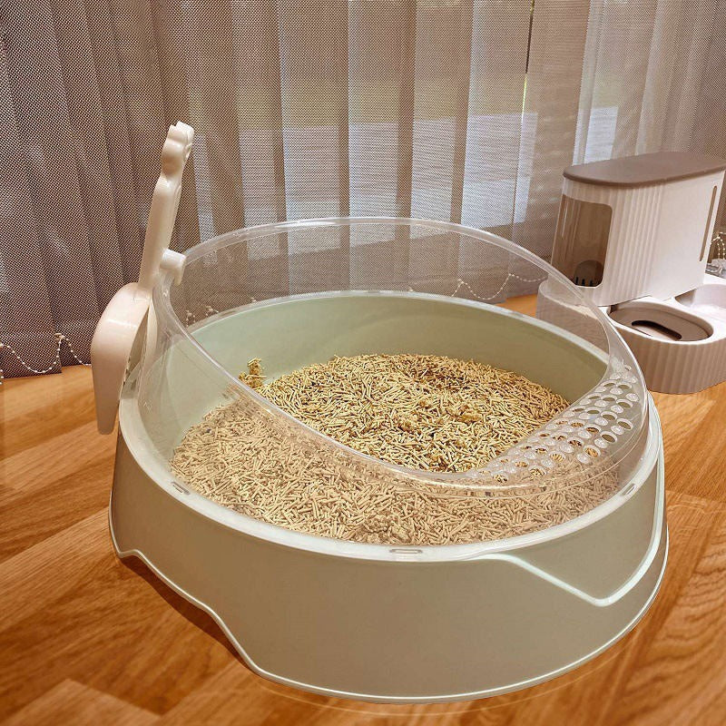 Caja de Arena para Gatos Semi-Cerrada Grande con Pala