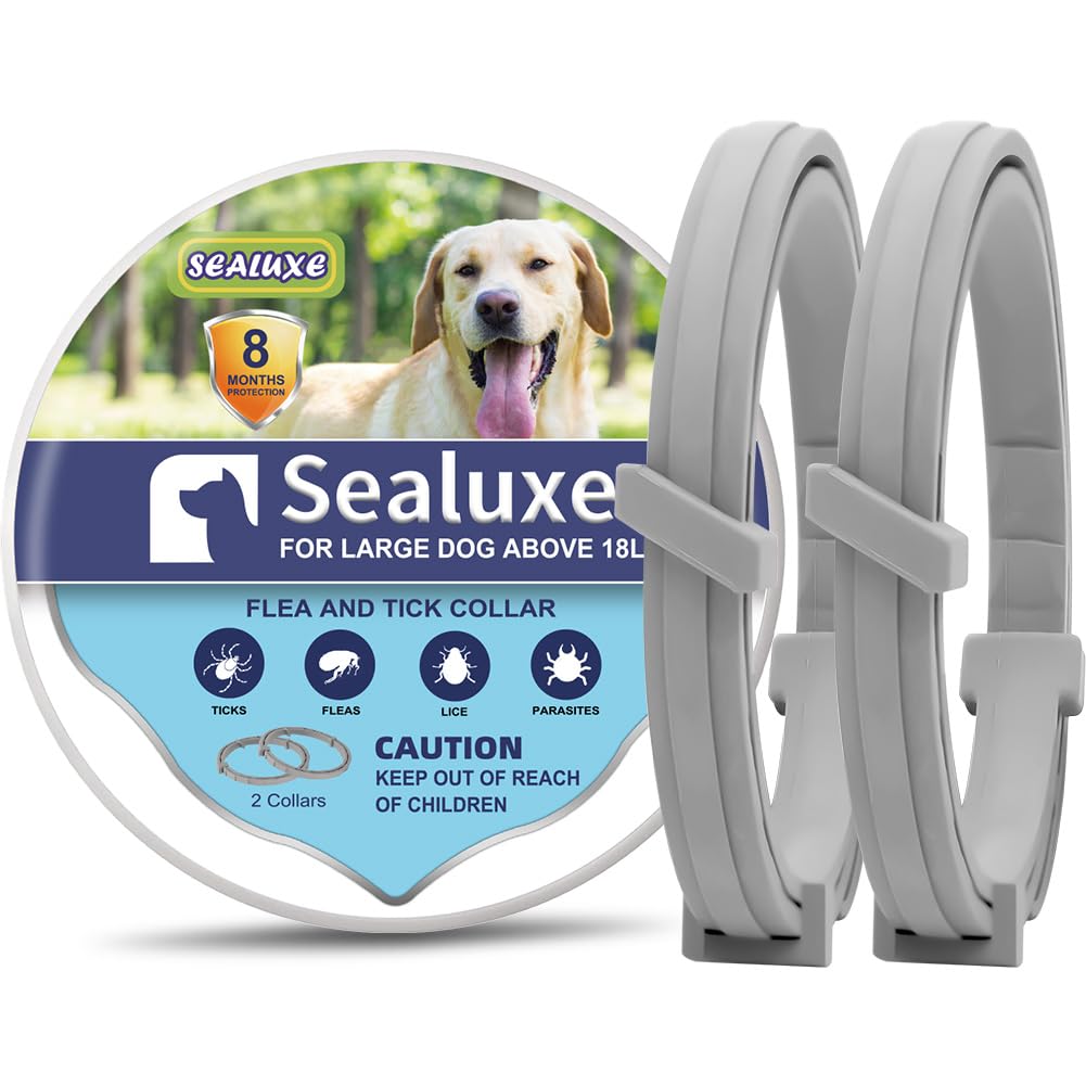 Collar Antipulgas JOBUIZ para Perros, Collar Contra Pulgas y Garrapatas, Protección Duradera de 8 Meses para Perros Grandes, Ingredientes Naturales Seguros, Prevención de Pulgas en Perros, Control de Pulgas y Garrapatas (2 Collares)